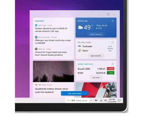 Windows vai ter widget de notícias e meteorologia na Barra de Tarefas